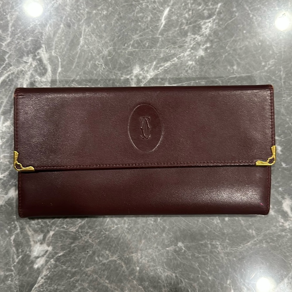 Cartier Burgundy Leather Clutch